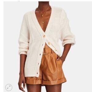 NEW Staud Blake Oversized Cable Knit Wool Cardigan Sweater Sz S
